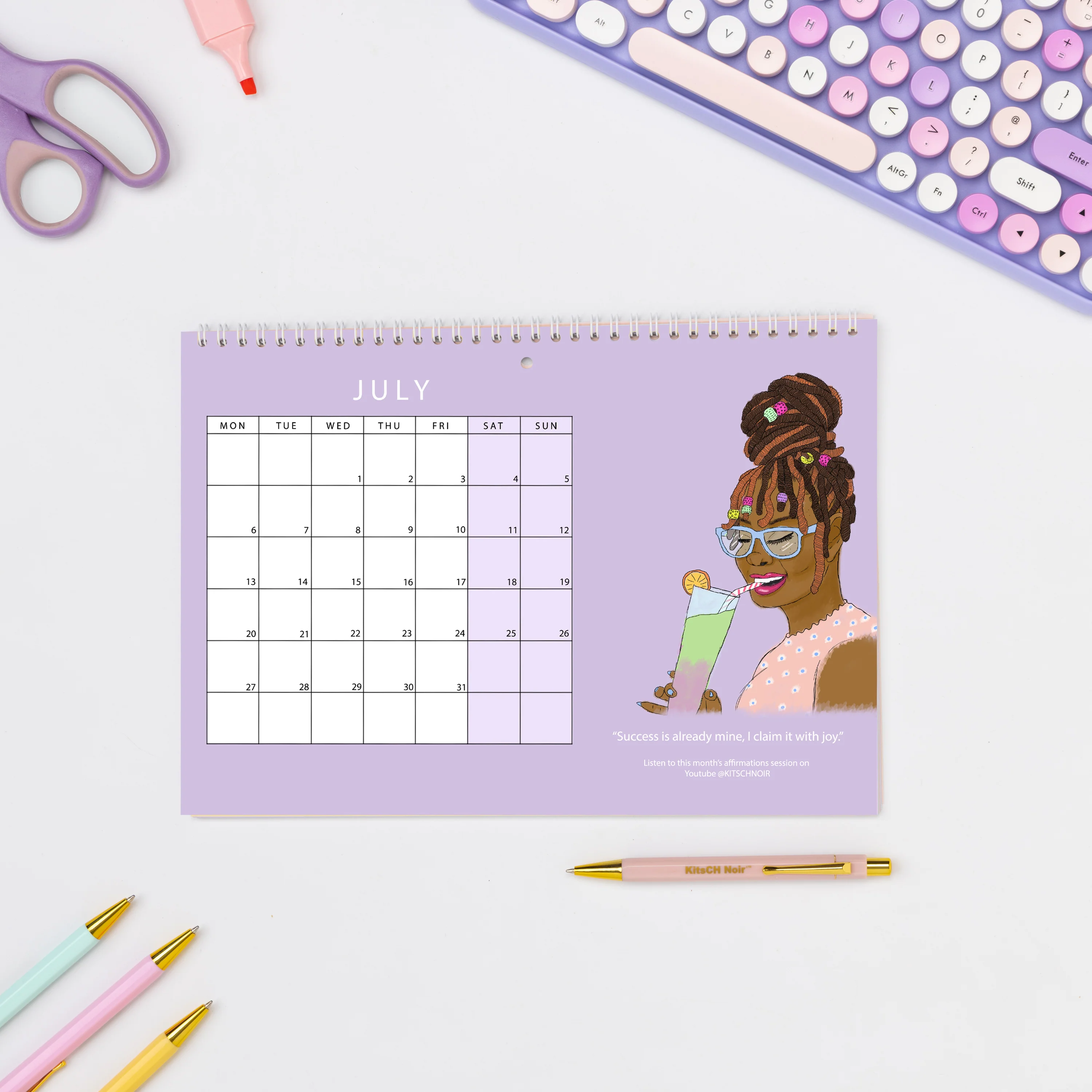 Matching 2026 Affirmations Diary & A4 Calendar Bundle - Image 3