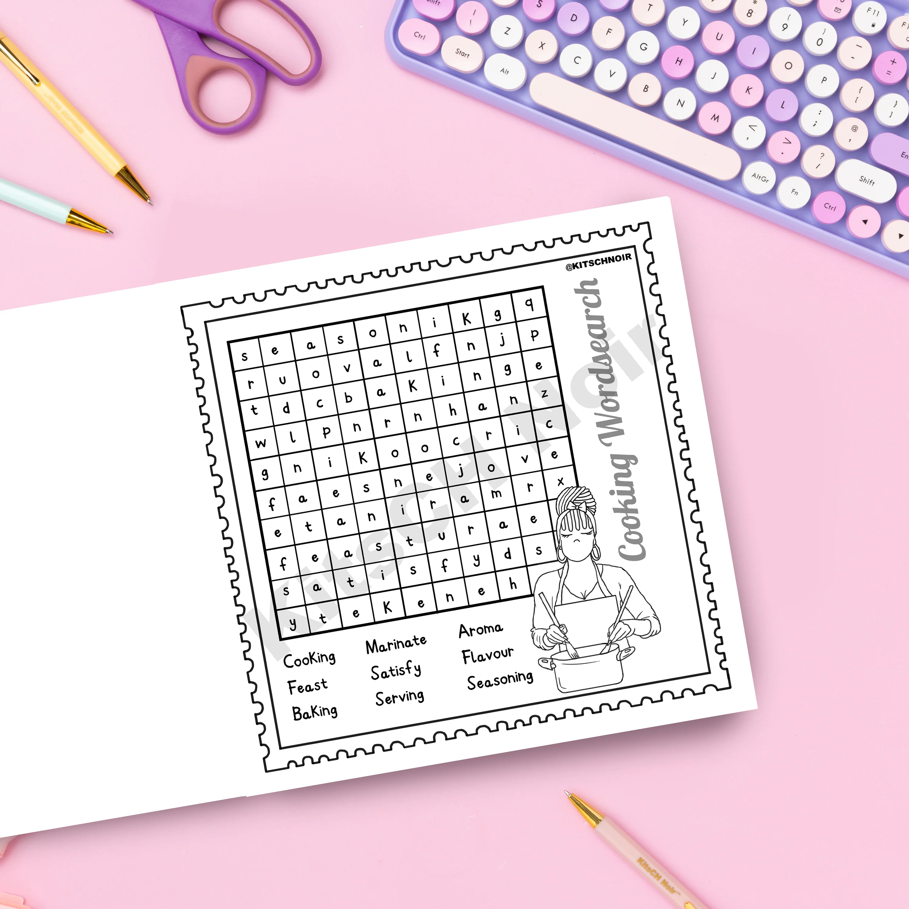 Calm Life Cuties Colouring & Word Search Book - Image 6