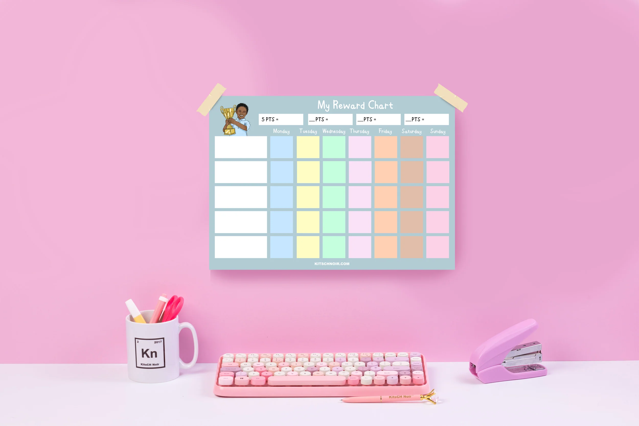 Children's Reward Chart (Boy Illustration, Blue) - Image 3